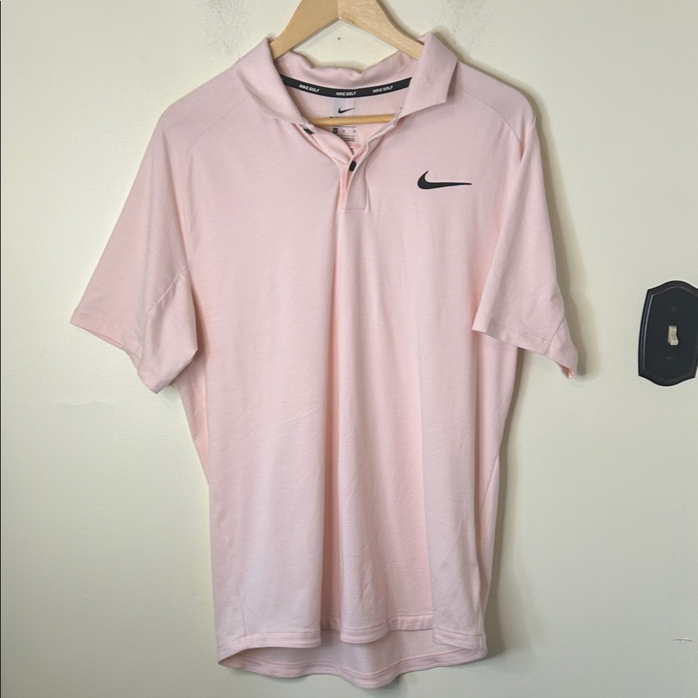 Nike Tiger Woods Golf Collection Men's Pink Polo Shirt Dry Fit Size M